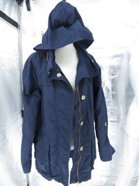 The Fillmore Navy Blue Hooded Utility Jacket Size Med Field Parka Coat Rainwear